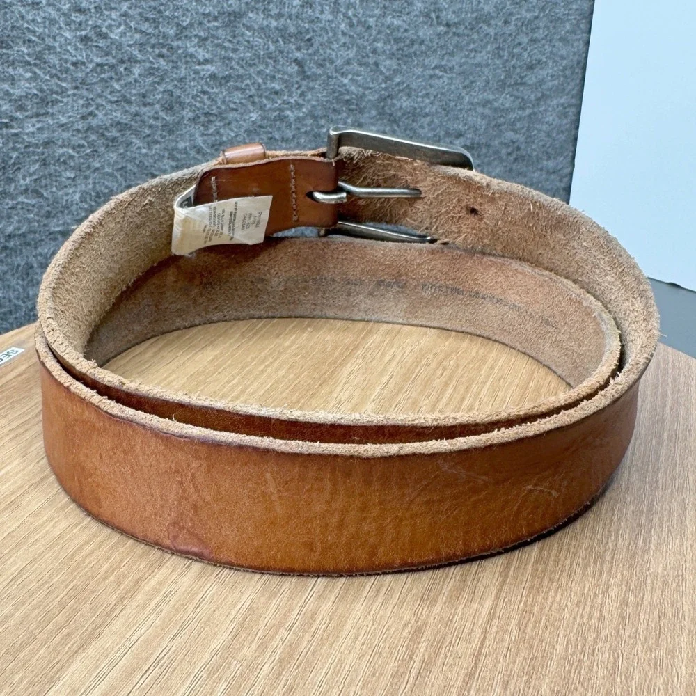 Levi's Brown Leather Belt Full Grain Silver Buckle Mens Sz 42 Distressed Trashed